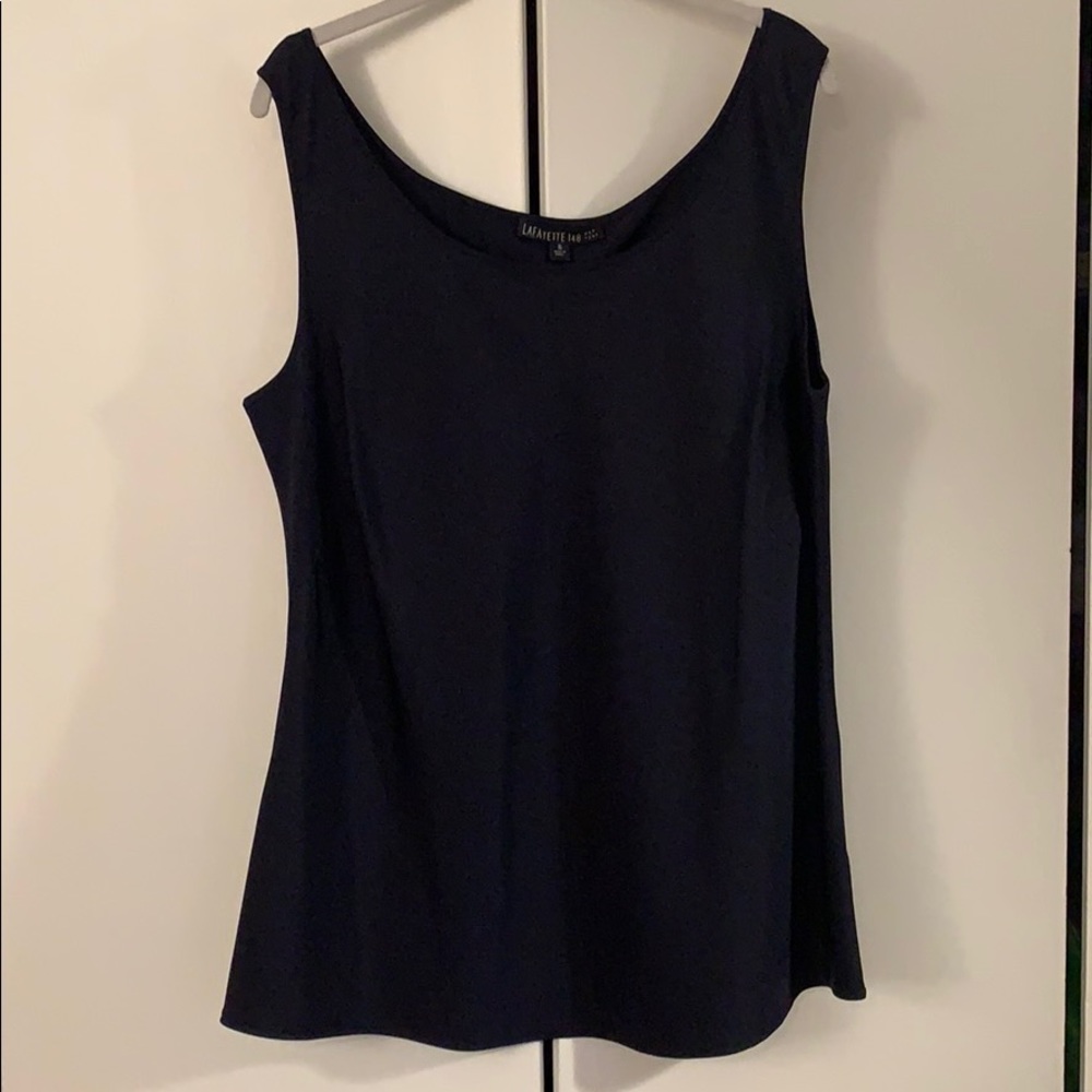 Lafayette midnight blue silk tank shirt